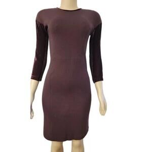 ETRO MILANO BURGUNDY Wool Blend Velvet Insets Size 40 Women's Dress #A